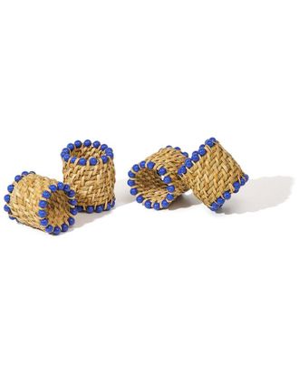 Tiramisu Set Of 4 Azure Rattan Napkin Rings