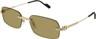 Cartier Ct 0271S 009 Zonnebrillen - Heren - Zonnebrillen - Geel - 58 MM - Accessoires