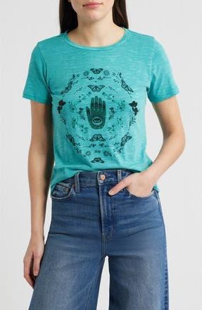 Lucky Brand Hamsa Butterfly Frame Cotton Graphic T-Shirt in Baltic at Nordstrom Rack, Size X-Small
