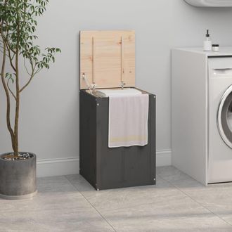 vidaXL Vidaxl - Ba&uacute;l Para La Colada Madera Maciza De Pino Gris 44x44x66 Cm
