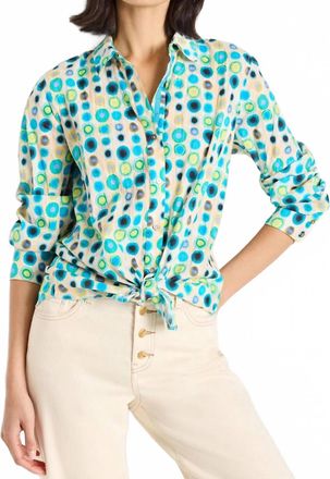 Nic+Zoe Bright Spot Cotton Crinkle Shirt In Aqua Multi