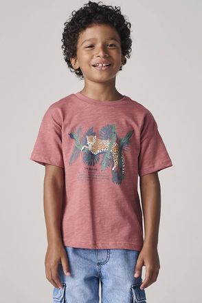 Vertbaudet Jungen T-Shirt mit Naturmotiv, Recycling-Baumwolle terrakotta