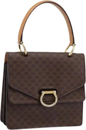 Celine Pre-owned Macadam Canvas Hand Bag - Dames - Vintage Handtas - Bruin - ONE Size - Leer - Vintage