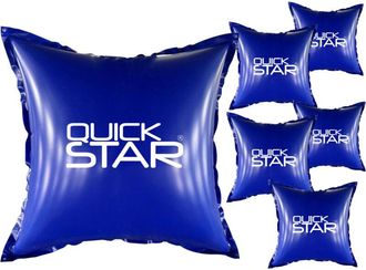 Quick Star 6 St&uuml;ck Poolkissen Eckig 120x120 Cm Blau 4 Seile & Sicherheitsventil 2x Reparaturset Pvc 0,44mm Winter Pool Kissen Mit Doppelnaht Luftkissen Chlor- Un