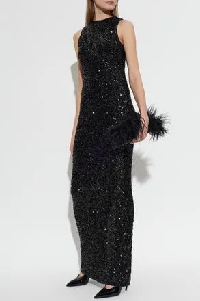 Rotate Sleeveless Sequin Evening Dress, Womens, Black