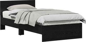 vidaXL Estructura De Cama Con Cabecero Roble Negro 80 X 200 Cm Vidaxl