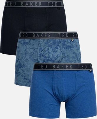 Ted Baker Mens 3-Pack Floral Print Boxer Briefs, Mazarine Blue - Size: 37/36/32