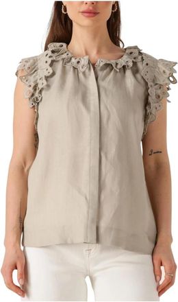 Copenhagen Muse Overhemden, Dames, Beige, XS, Linnen, Beige Natuli Shirt voor Vrouwen