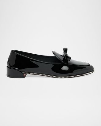 Christian Louboutin Mocastrass Embellished Patent Leather Loafers