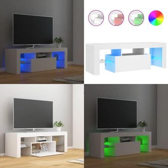 vidaXL Mobile Porta TV con Luci LED Bianco 120x35x40 cm - TV con luci RGB - Mobile HiFi