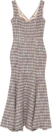 Miau by Clara Rotescu tweed maxi dress - Grigio