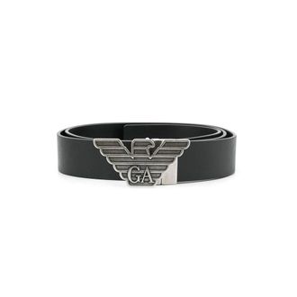 Emporio Armani Accessoires, Heren, Zwart, ONE Size, Leer, Omkeerbare Logoband