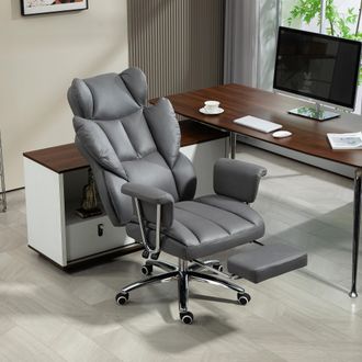 STILVORA Sedia Da Ufficio Ergonomica, Altezza E Schienale Regolabili, Con Poggiapiedi E Seduta Imbottita, Grigio Scuro