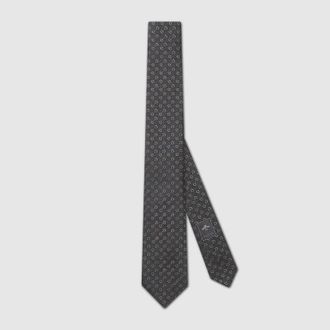 Gucci Horsebit Silk Jacquard Tie, Black