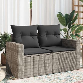 vidaXL Vidaxl - Divano Da Giardino Con Cuscini 2 Posti Grigio In Polyrattan