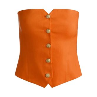 Alice & Olivia Kelcey Strapless Vest - Dames - Tops - Oranje - Maat: XS Linnen