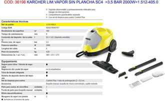 Karcher Sc4 Limpiador De Vapor Sin Plancha 3.5 Bar 2000w 1.512-405.0