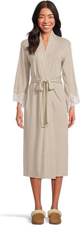 Natori Luxe Shangri-La Robe Womens Robe Heather Cashmere : L (Womens 14-16), Lace/Modal/Polyester