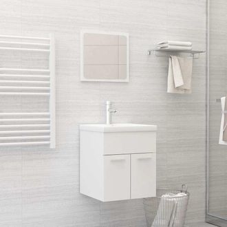 vidaXL Conjunto De Muebles De Ba&ntilde;o Madera De Ingenier&iacute;a Blanco Vidaxl