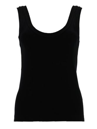 Brunello Cucinelli Black Solid Scoop Neck Top