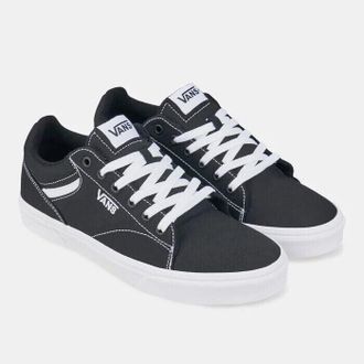 Vans Mens Vans Seldan VA4TZE187 Sneakers Black White Canvas Lace Up Skateboard Shoes