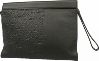 Ferragamo Black Leather Clutch Bag (Pre-Owned)