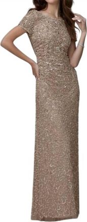 Adrianna Papell Cowl Back Dress In Champagne