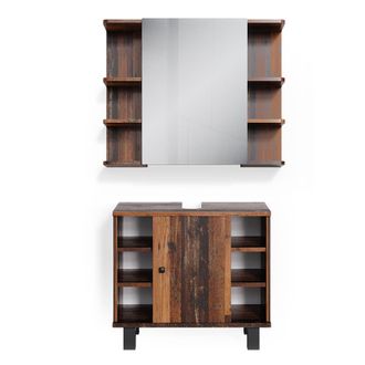 Vicco Conjunto De Muebles De Ba&ntilde;o Fynn, Roble R&uacute;stico, 2 Piezas