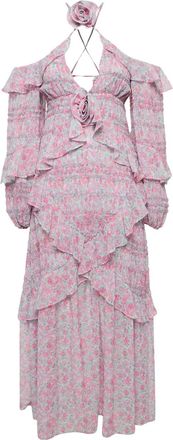 For Love & Lemons Jurk met bloemenprint en ruches - Roze