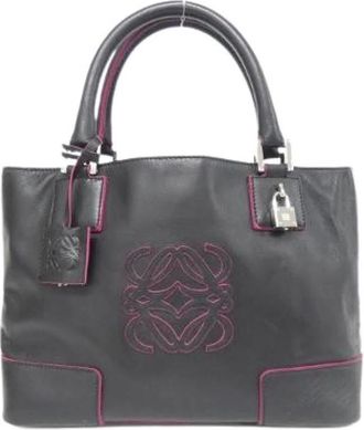 Loewe Pre-owned Handbags, female, Black, Size: ONE SIZE Pre-owned Leather Handbag