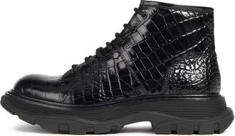 Alexander McQueen (WMNS) Alexander McQueen Crocodile Effect Hybrid boots Black 633905WHYQ11000