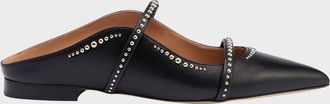 Malone Souliers Maureen Studded Leather Double-Strap Flat Mules