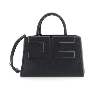 Elisabetta Franchi Tassen, Dames, Zwart, ONE Size, Leer, Grained Synthetic Leather Handbag