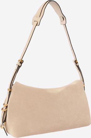 Pinko Womens Saddle Bag Baguette Shoulder Beige Suede Leather