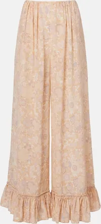 Chlo&eacute; Chlo&eacute; Floral ruffled silk wide-leg pants