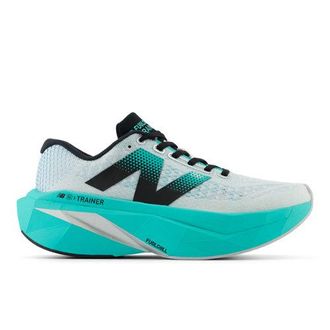 New Balance Mujer FuelCell SuperComp Trainer v3 en Blanco/Verde/Gris/Azul, Talla 36.5