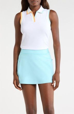 G/Fore Johnny Collar Tech Sleeveless Polo in Snow /Cenote at Nordstrom, Size X-Small