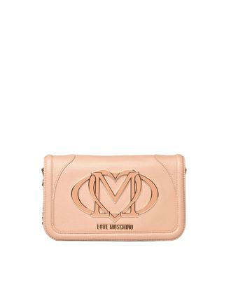 Love Moschino Rectangular Crossbody Bag With Metallic Logo And Chain Strap