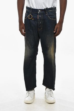 Dsquared2 Jeans Crop Kawaii Fit in Denim Effetto Vintage 22cm Dsquared2