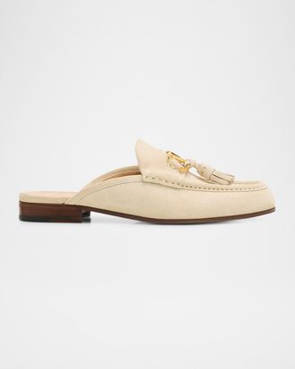 Valentino Garavani VLogo Signature Suede Loafer Mules