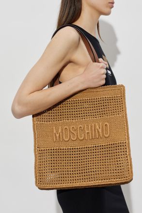Moschino Bag With Embossed Logo, Womens, Beige
