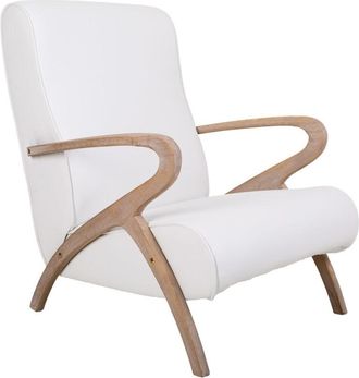 Wanderlust Deco Butaca De Madera Tapizada Polipiel Blanca 57x55x33/85