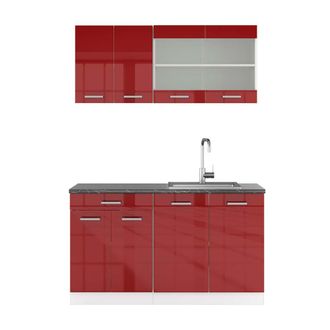 Vicco Cocina Vers&aacute;til R-line, Burdeos Brillo Intenso/blanco, 140 Cm, Et Antracita