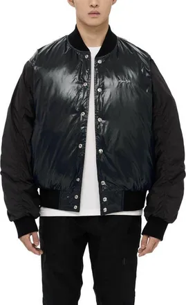 AlphaStyle Hamden Mens Reversible Down Varsity Jacket in Black at Nordstrom, Size Xx-Large