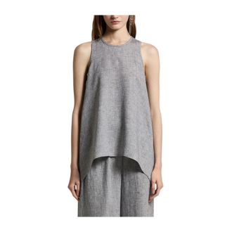 PESERICO Peserico, Sleeveless Tops, female, Gray, Size: S Top smanicato asimmetrico