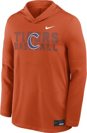 Nike Clemson Dugout Nike Mens Dri-FIT College Long-Sleeve Hooded Top in Orange | 03B989MCLN-ZM1