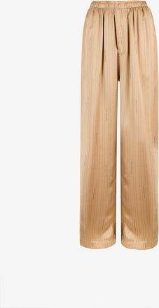 Balenciaga Gestreifte Satinhose mit Logoprint und weitem Bein Pyjama