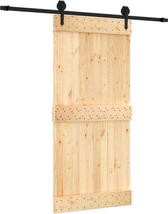 vidaXL Puerta Corredera Natural Y Negro 95 X 210 Cm Vidaxl