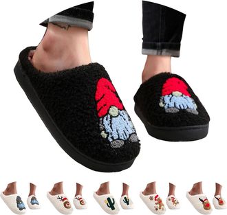 Generic Slippers for Women Fuzzy Memory Foam House Bedroom Soft Plush Warm Indoor Slippers Xmas Bedroom Indoor Xmas Bedroom Outdoor Soft Cute House Shoes (F 1