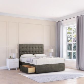 Sloomy Alabama Dumfries Bed Set With No Drawers Mattress & 54 Headboard in Dark Grey | Size: Single